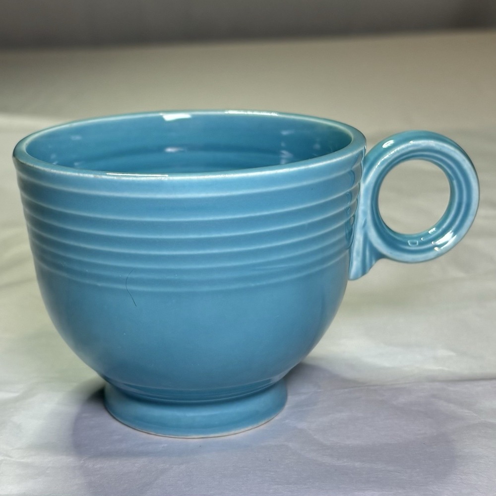 VINTAGE‎ FIESTA CUP RING HANDLE TURQUOISE BLUE BY HOMER LAUGHLIN No Markings